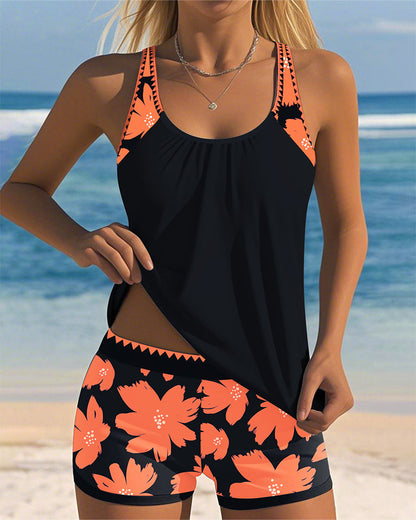 Judith - U-Neck Sleeveless Printed Tankini