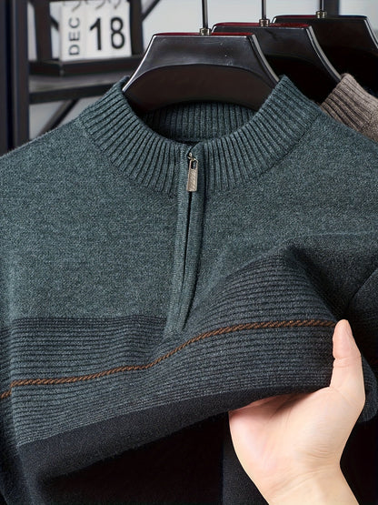 Ambrose | Half-Zip Striped Sweater