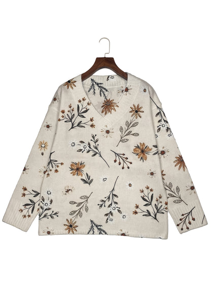 Saskia | Floral V-Neck Jumper