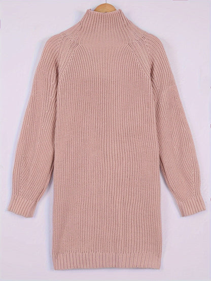 Verity | Cosy Half-Turtleneck Ribbed Dress