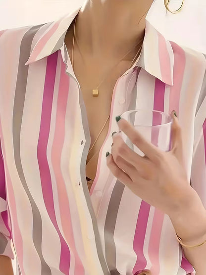 Serena | Striped Button-Up Shirt