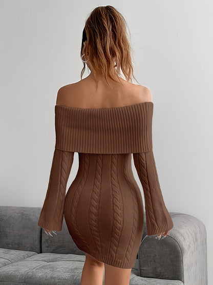 Gabrielle | Off-Shoulder Cable-Knit Dress