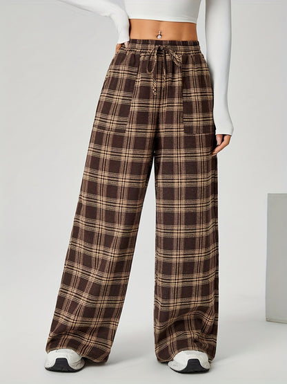 Bonnie | Checked Wide-Leg Trousers