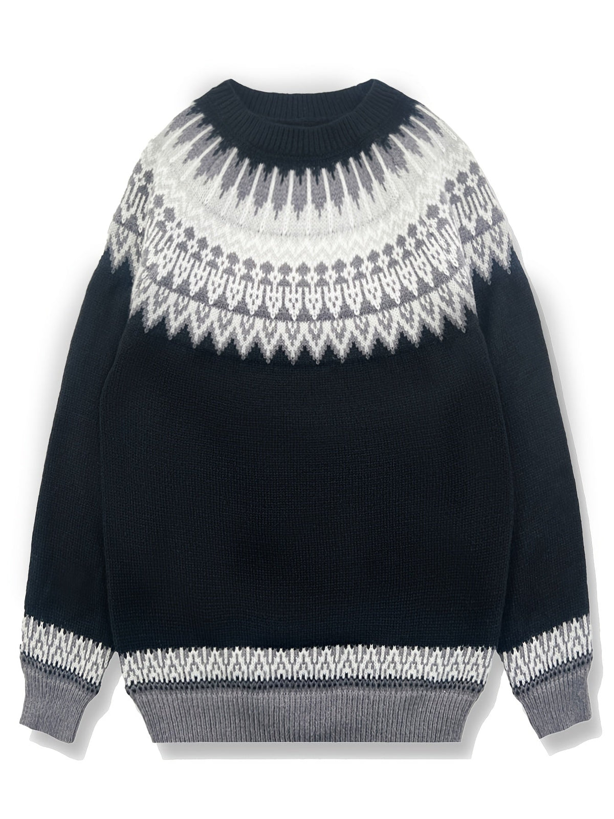Sylvia | Chunky Jacquard Round Neck Sweater