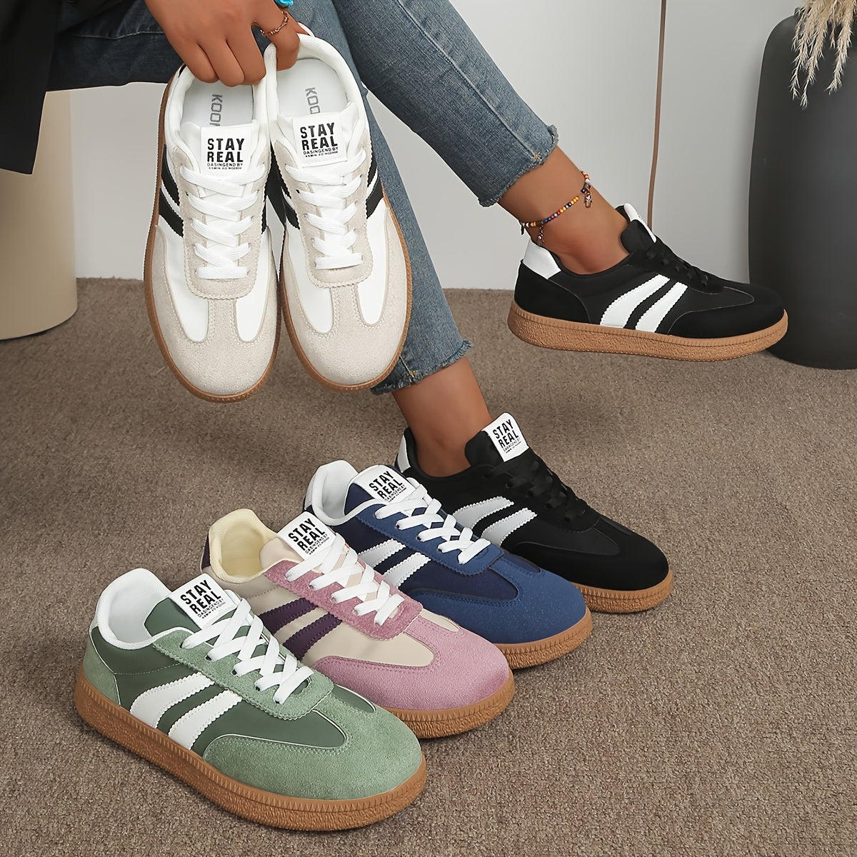 Sienna | Classic Striped Sneakers