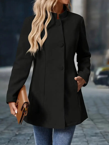 Helene | Stand-Collar Button Coat