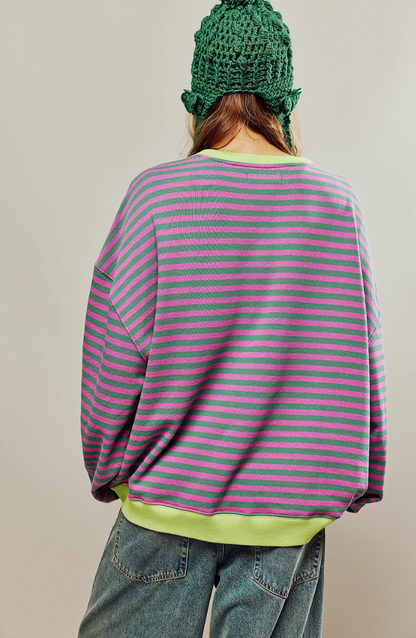 Rosemary | Striped Round-Neck Sweatshirt