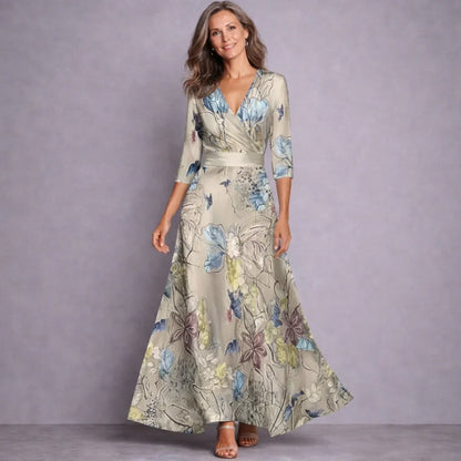 Dahlia | Elegant Mid Sleeve Maxi Dress