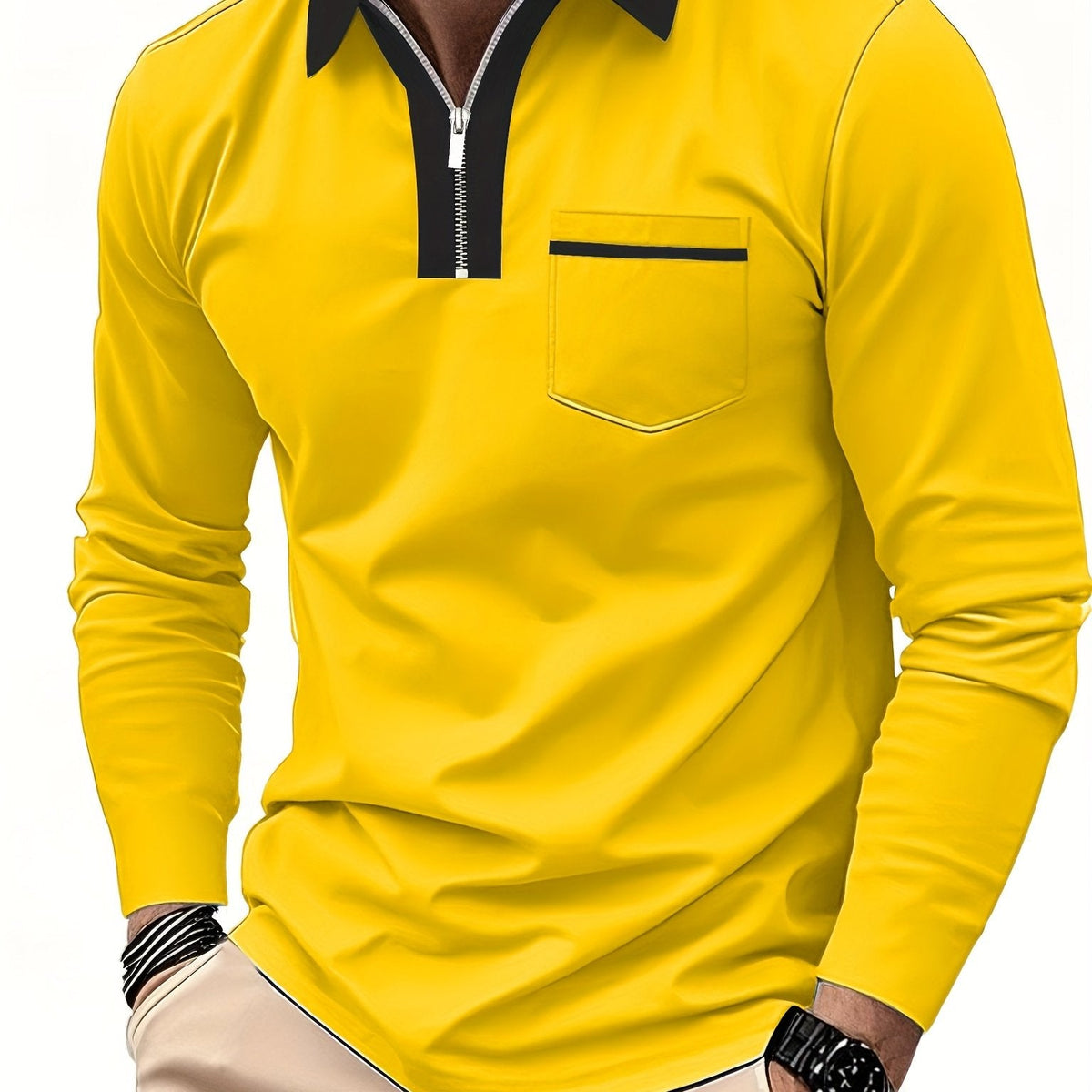 Douglas | Zip-Collar Long Sleeve Polo Shirt