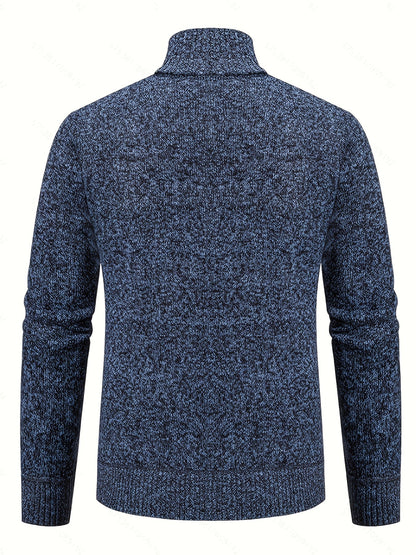 Edmund | Textured Stand-Collar Zip Cardigan