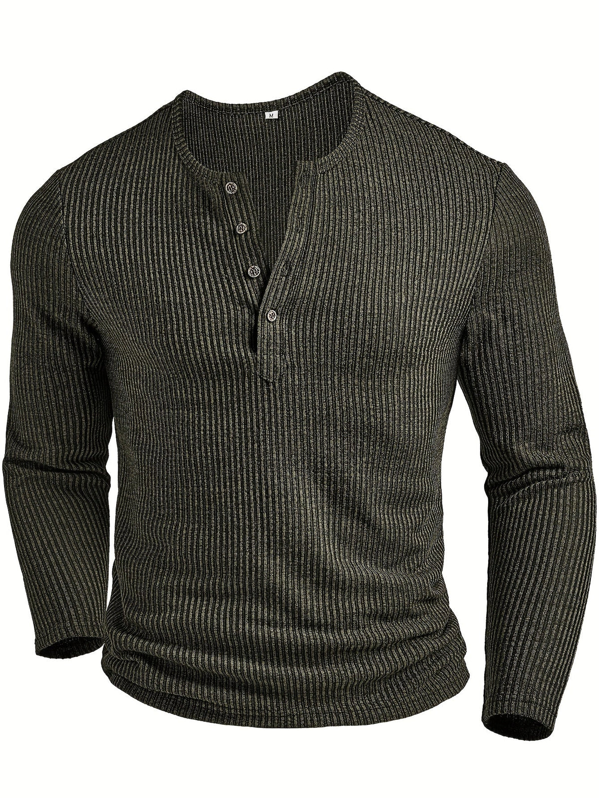 Malcolm | Ribbed Long-Sleeve Henley Shirt