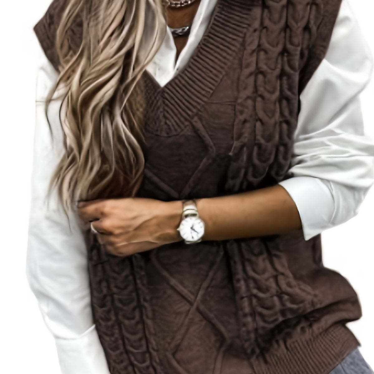 Colleen | Cable-Knit V-Neck Sweater Vest