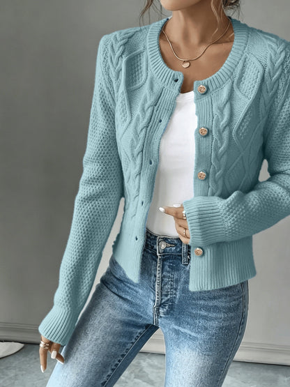 Cecilia | Cable-Knit Button-Front Cardigan