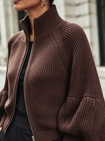 Anthea | Cropped Zip-Up Cardigan