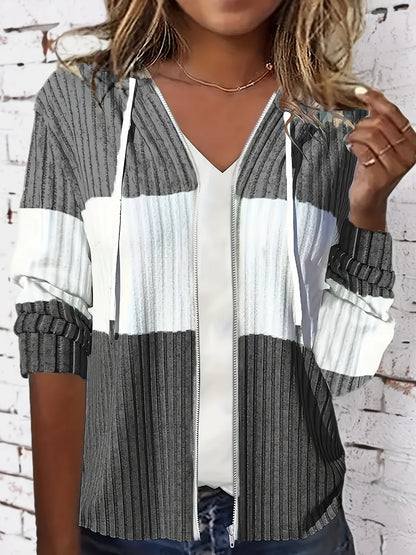 Tamara | Textured Hooded Zip Jacket