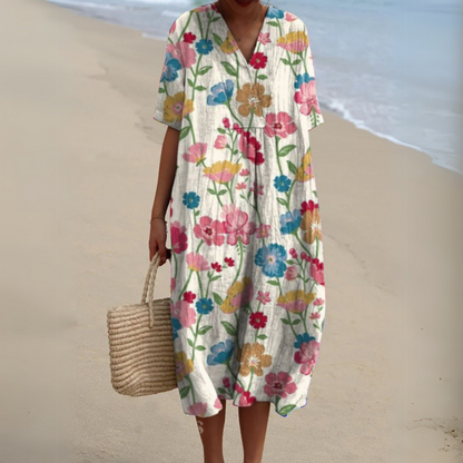 Nathalie | Stylish Multicolour V-Neck Dress