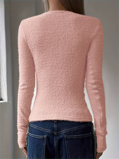 Elspeth | Soft Textured Long Sleeve Top