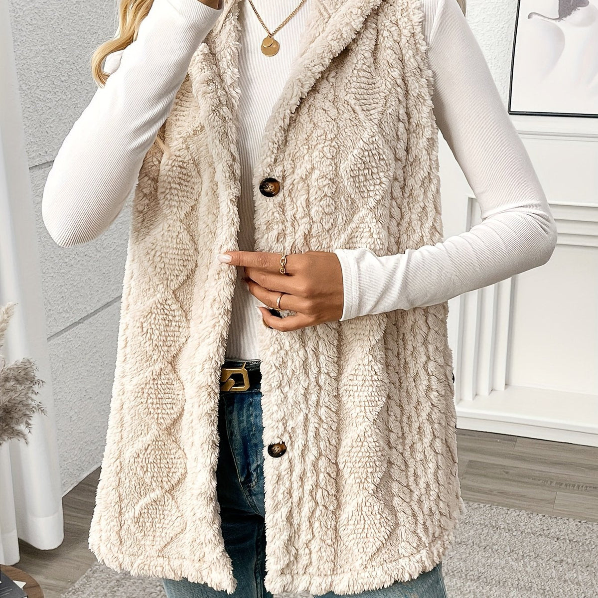 Coralie | Textured Hooded Gilet
