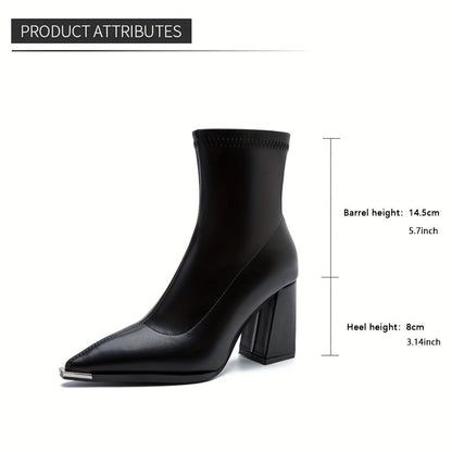 Noelani | Pointed-Toe Block Heel Ankle Boots
