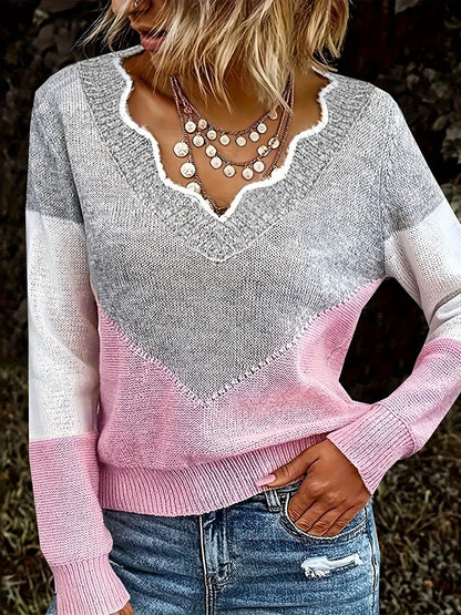 Lydia | Colour-Block V-Neck Sweater