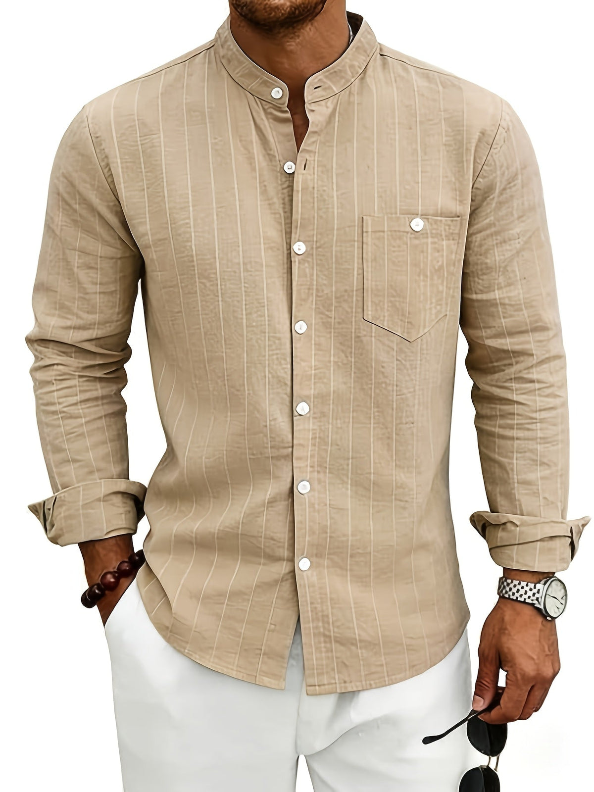 Wesley | Refined Striped Long-Sleeve Shirt