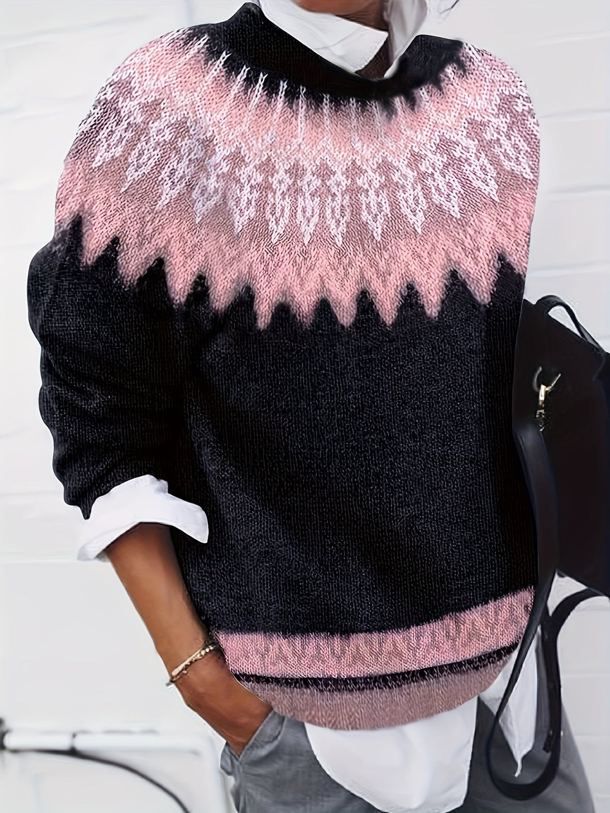 Sylvia | Chunky Jacquard Round Neck Sweater