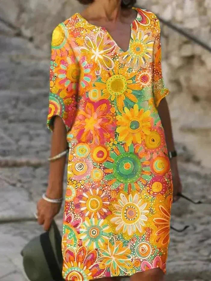 Nira | Vibrant Floral Midi Dress