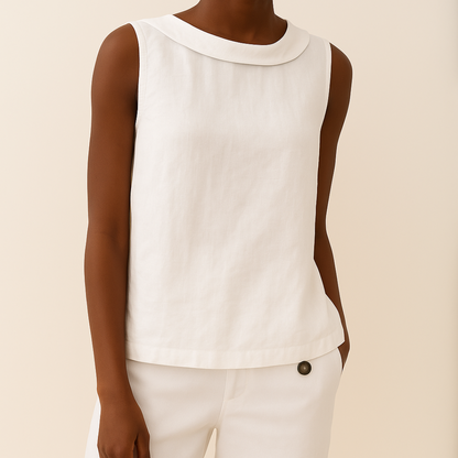 Honora | Casual Sleeveless Roll Collar Top