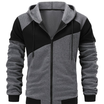 Xavier | Colour Block Zip-Up Hooded Jacket