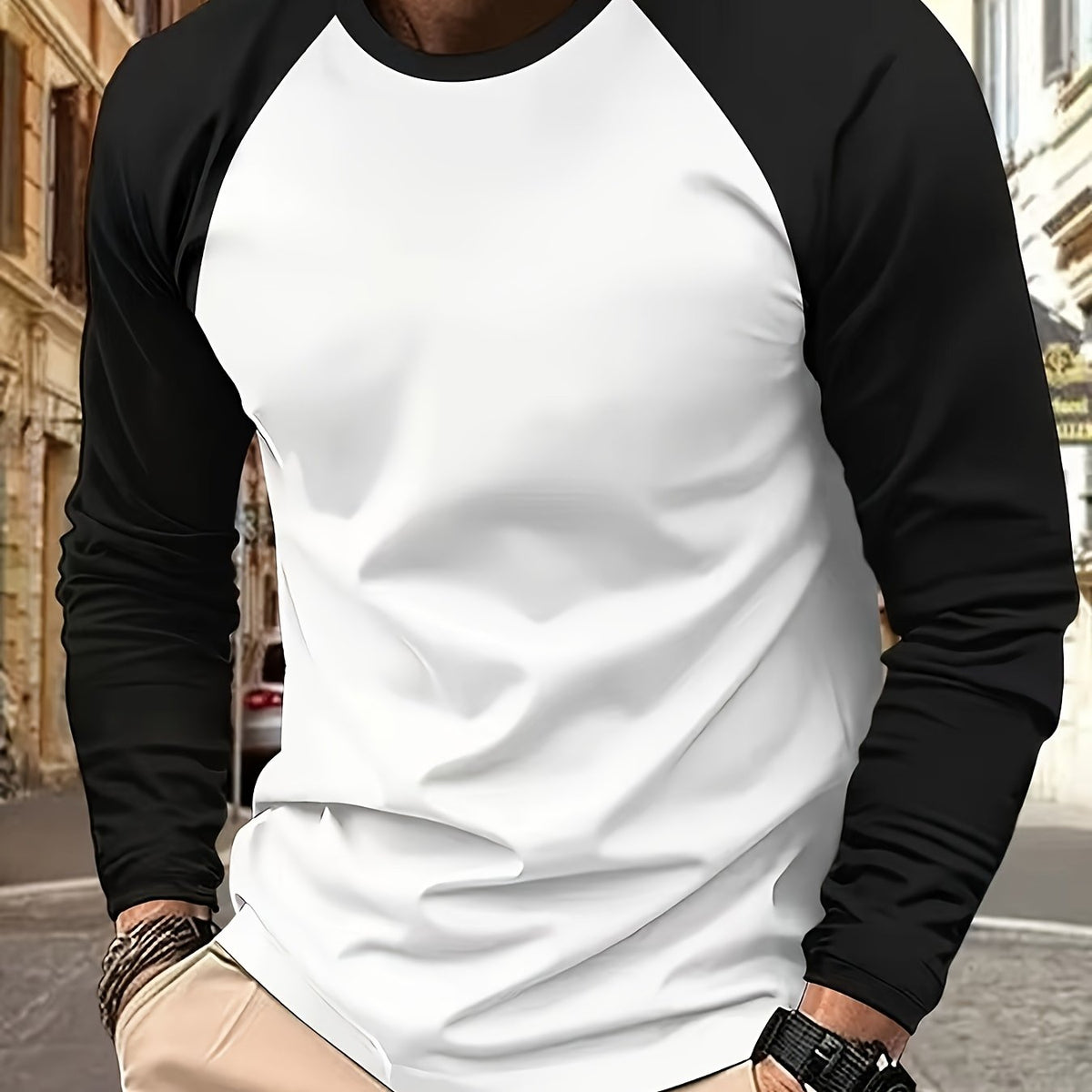 Roman | Two-Tone Raglan Long-Sleeve Top