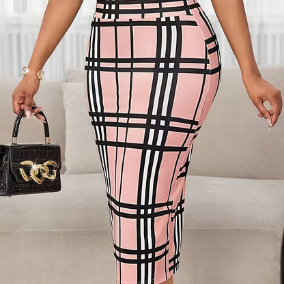 Margaret | Tailored Check Midi Skirt