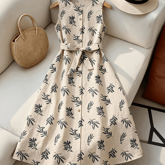 Constance | Belted Sleeveless Midi Dress