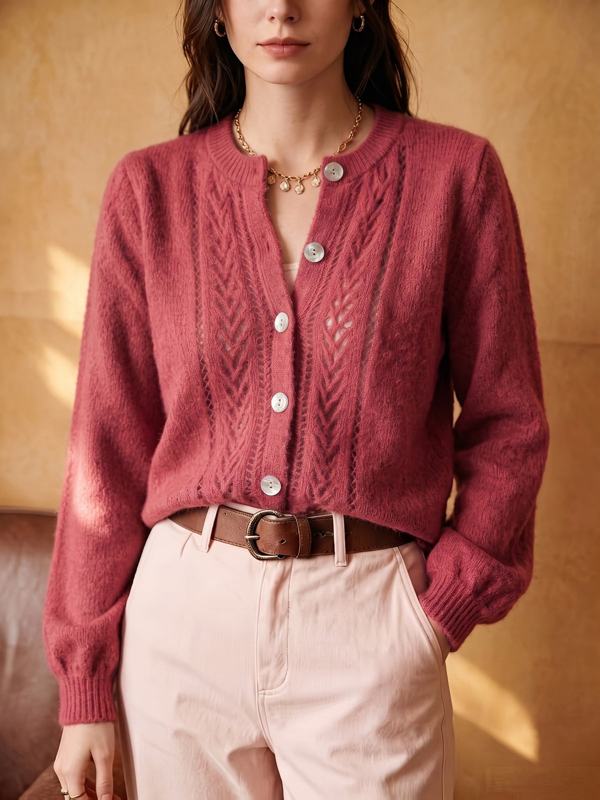 Clementine | Openwork Round-Neck Cardigan