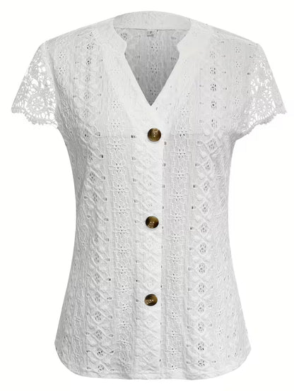 Debbie | Elegant Button V-Neck Shirt