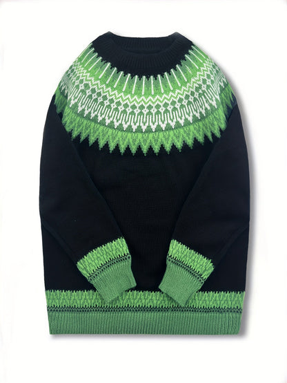 Sylvia | Chunky Jacquard Round Neck Sweater