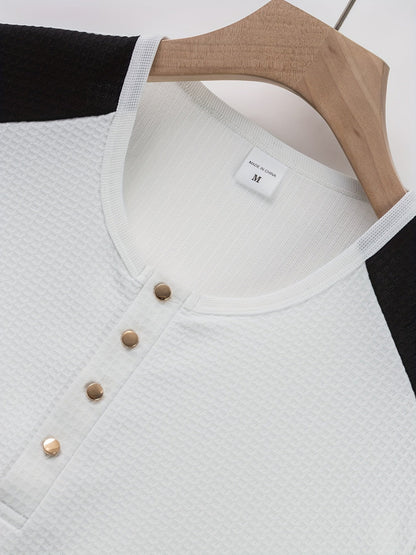 Sawyer | Textured Contrast Henley Shirt