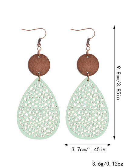Vintage Style Hollow-Out PU Leather Drop Earrings,
