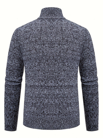 Edmund | Textured Stand-Collar Zip Cardigan