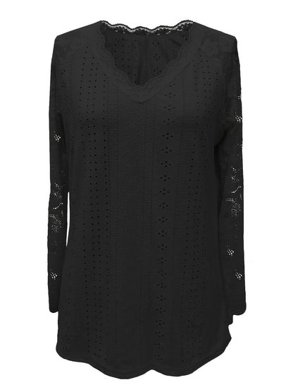 Rosetta | Lace-Sleeve Tie-Neck Top