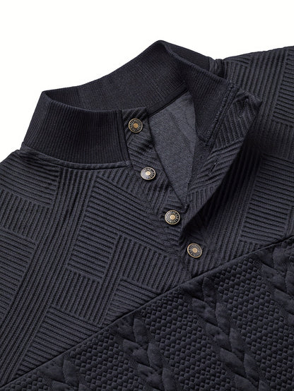 Griffin | Textured Button-Neck Pullover