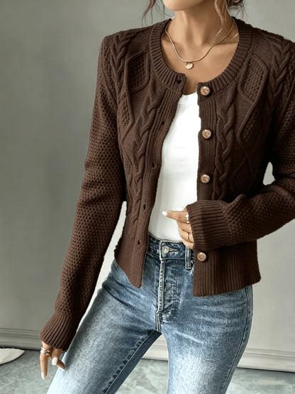Cecilia | Cable-Knit Button-Front Cardigan