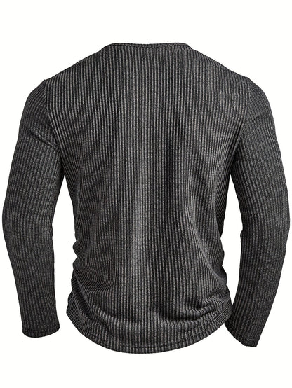 Malcolm | Ribbed Long-Sleeve Henley Shirt