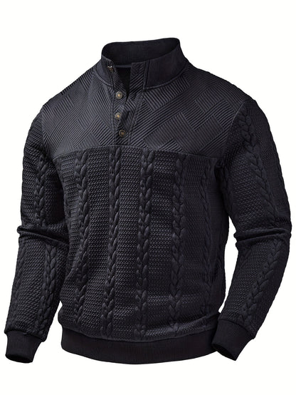 Griffin | Textured Button-Neck Pullover