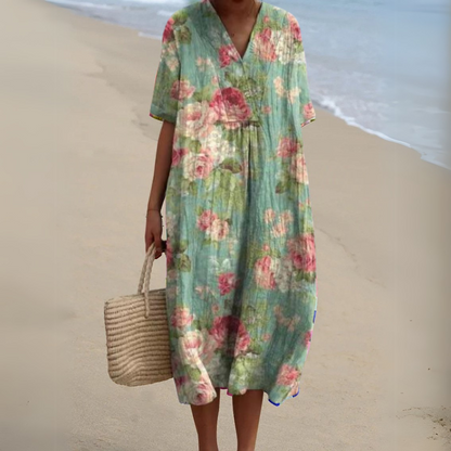 Nathalie | Stylish Multicolour V-Neck Dress