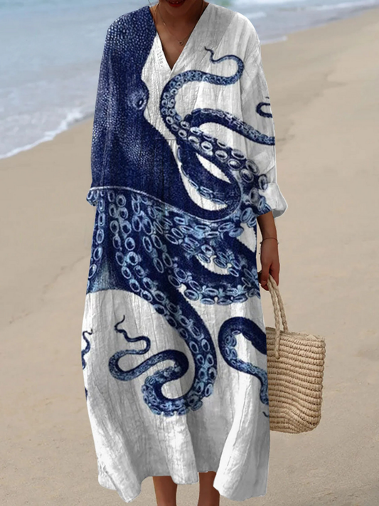 Arabella | Octopus Art Print Casual Dress