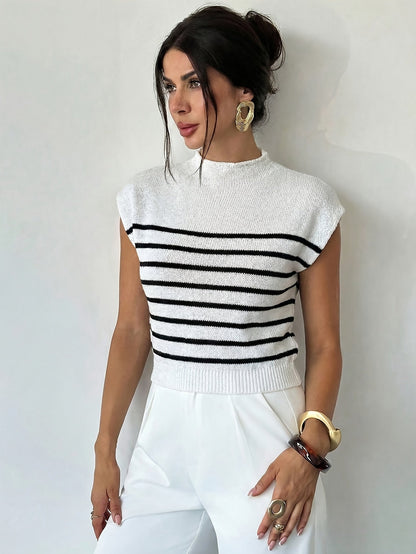 Tamsin | Mock Neck Cap-Sleeve Top