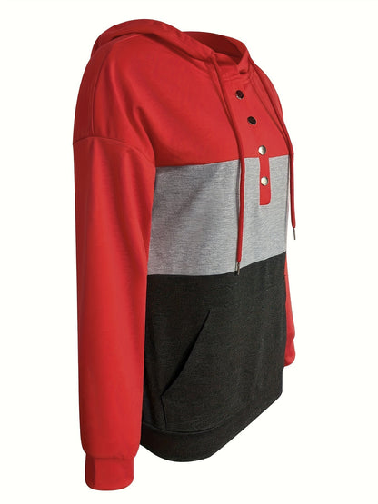 Tamsin | Colour Block Button Hoodie