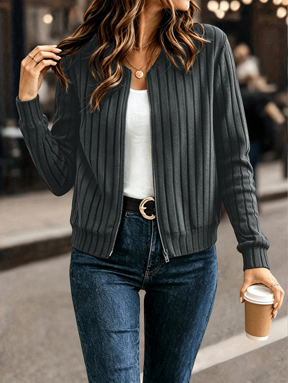 Sloane | Refined Ribbed Zip-Up Jacket
