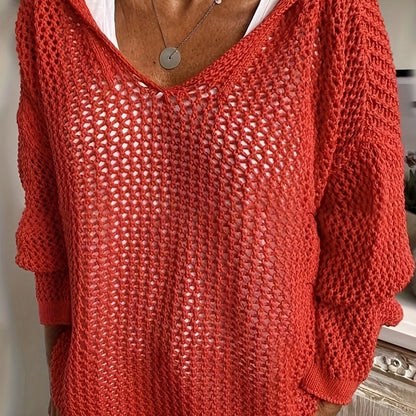 Fleur | Open-Knit Hooded Sweater