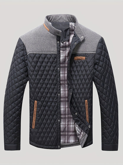 Nigel | Textured Quilted Stand-Collar Jacket